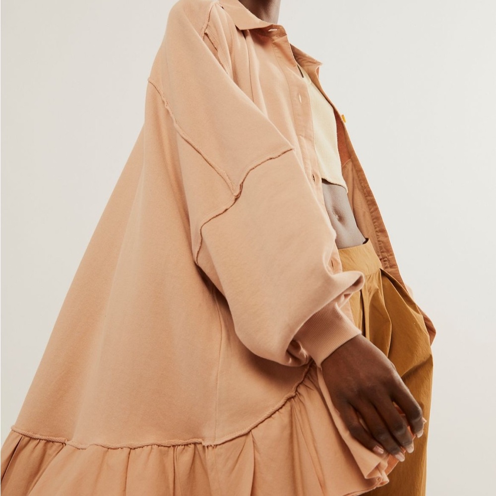 FP Movement by Free People Peach Ruffle Hem sweatshirt cardigan